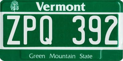 VT license plate ZPQ392