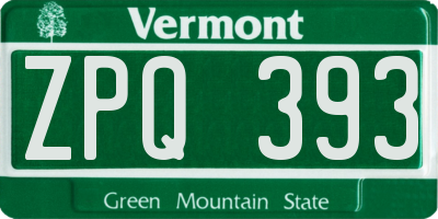 VT license plate ZPQ393
