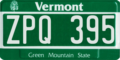VT license plate ZPQ395