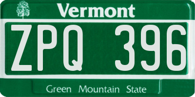 VT license plate ZPQ396