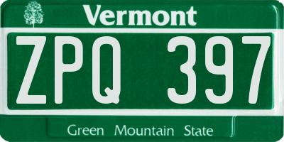VT license plate ZPQ397