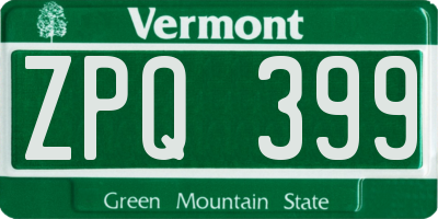 VT license plate ZPQ399