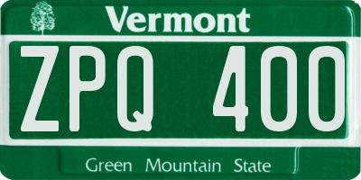 VT license plate ZPQ400
