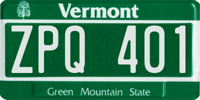 VT license plate ZPQ401