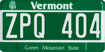 VT license plate ZPQ404
