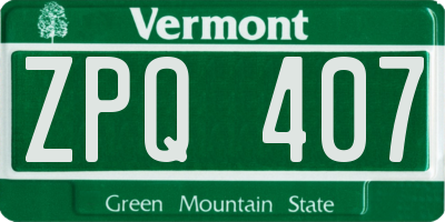 VT license plate ZPQ407