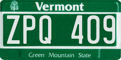 VT license plate ZPQ409