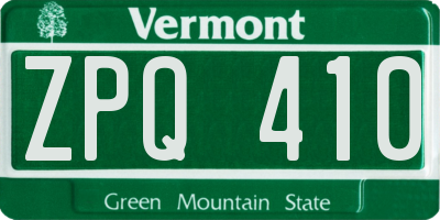 VT license plate ZPQ410
