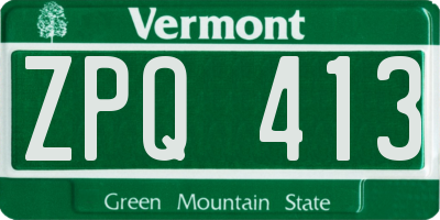 VT license plate ZPQ413
