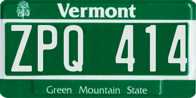 VT license plate ZPQ414