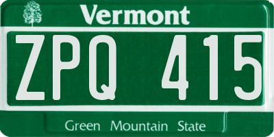 VT license plate ZPQ415