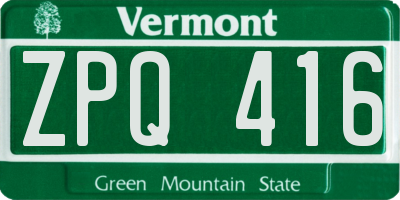 VT license plate ZPQ416