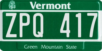 VT license plate ZPQ417