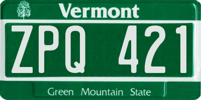 VT license plate ZPQ421