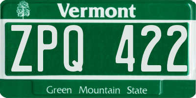 VT license plate ZPQ422