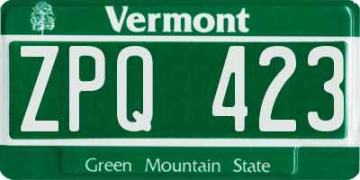 VT license plate ZPQ423