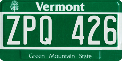 VT license plate ZPQ426