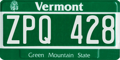 VT license plate ZPQ428