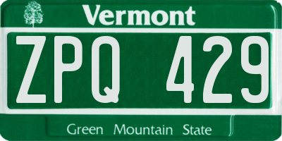 VT license plate ZPQ429