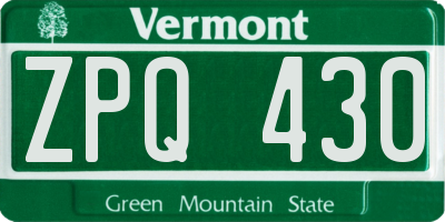 VT license plate ZPQ430