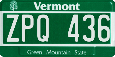 VT license plate ZPQ436