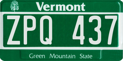 VT license plate ZPQ437