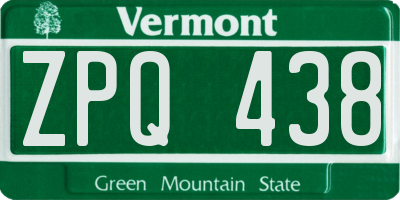 VT license plate ZPQ438