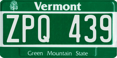 VT license plate ZPQ439