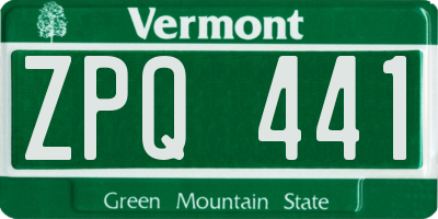 VT license plate ZPQ441