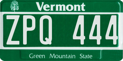 VT license plate ZPQ444