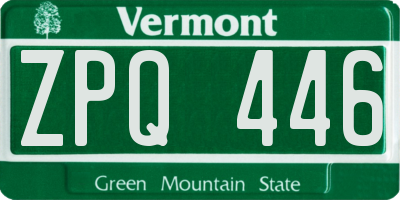 VT license plate ZPQ446