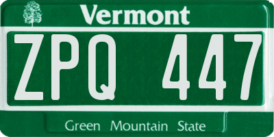 VT license plate ZPQ447