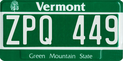 VT license plate ZPQ449