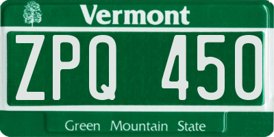VT license plate ZPQ450