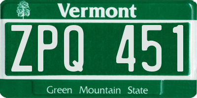 VT license plate ZPQ451