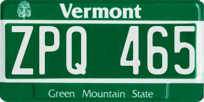 VT license plate ZPQ465