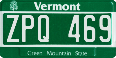 VT license plate ZPQ469