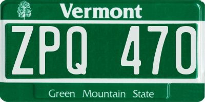 VT license plate ZPQ470