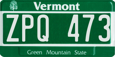 VT license plate ZPQ473