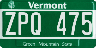 VT license plate ZPQ475