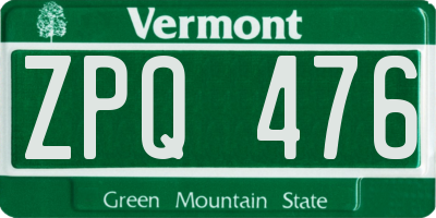 VT license plate ZPQ476