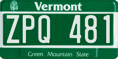 VT license plate ZPQ481