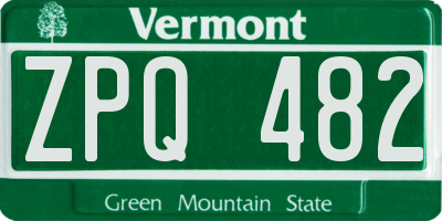 VT license plate ZPQ482