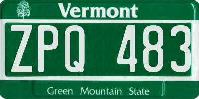 VT license plate ZPQ483