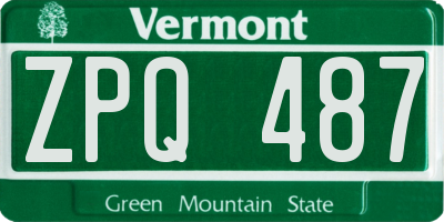 VT license plate ZPQ487
