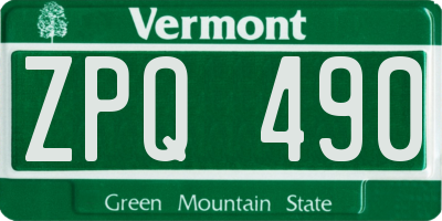 VT license plate ZPQ490