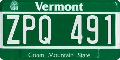 VT license plate ZPQ491