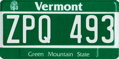 VT license plate ZPQ493