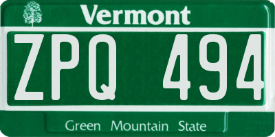 VT license plate ZPQ494