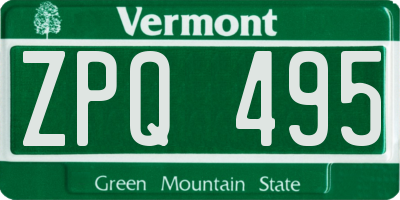 VT license plate ZPQ495